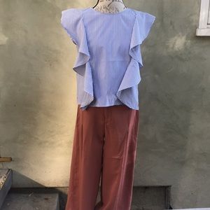 NYTT Ruffle Striped Tee. NWT